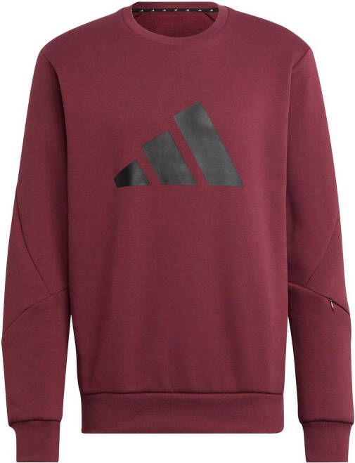 Adidas Performance fleece sportsweater donkerrood