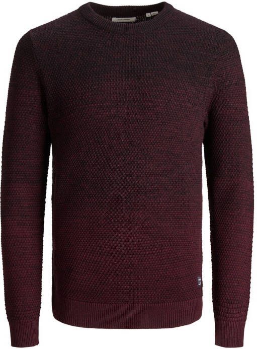 JACK & JONES ESSENTIALS gemêleerde trui JJETHOMAS rood/zwart
