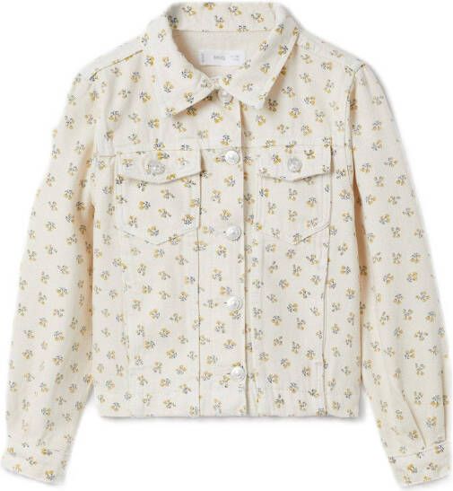 Mango Kids gebloemde zomerjas naturel wit
