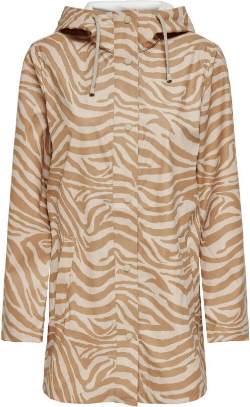 ONLY CARMAKOMA coated jas CARELLEN met zebraprint lichtbruin/beige