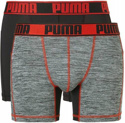 PUMA Boxershorts Active Grizzly Melange 2 Pack Grijs/Zwart/Rood