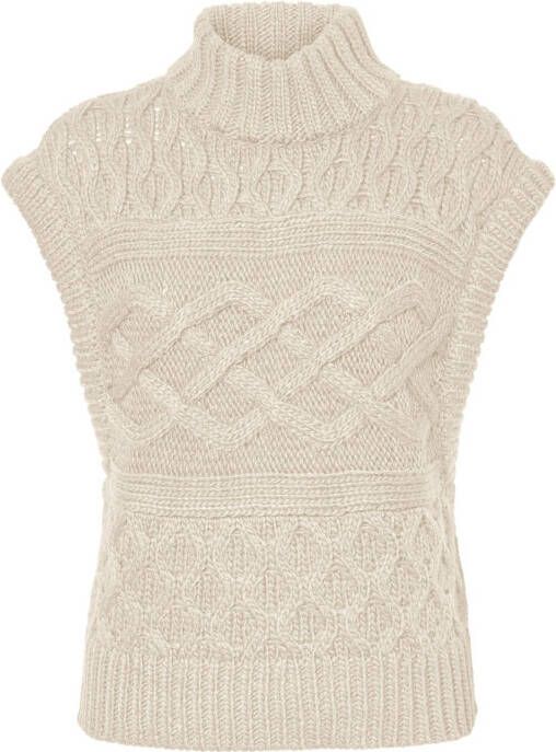 VERO MODA gebreide kabelspencer VMGEORGIA van gerecycled polyester beige