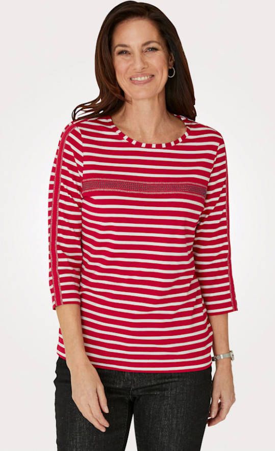 MONA Shirt met glansgaren Rood/Ecru